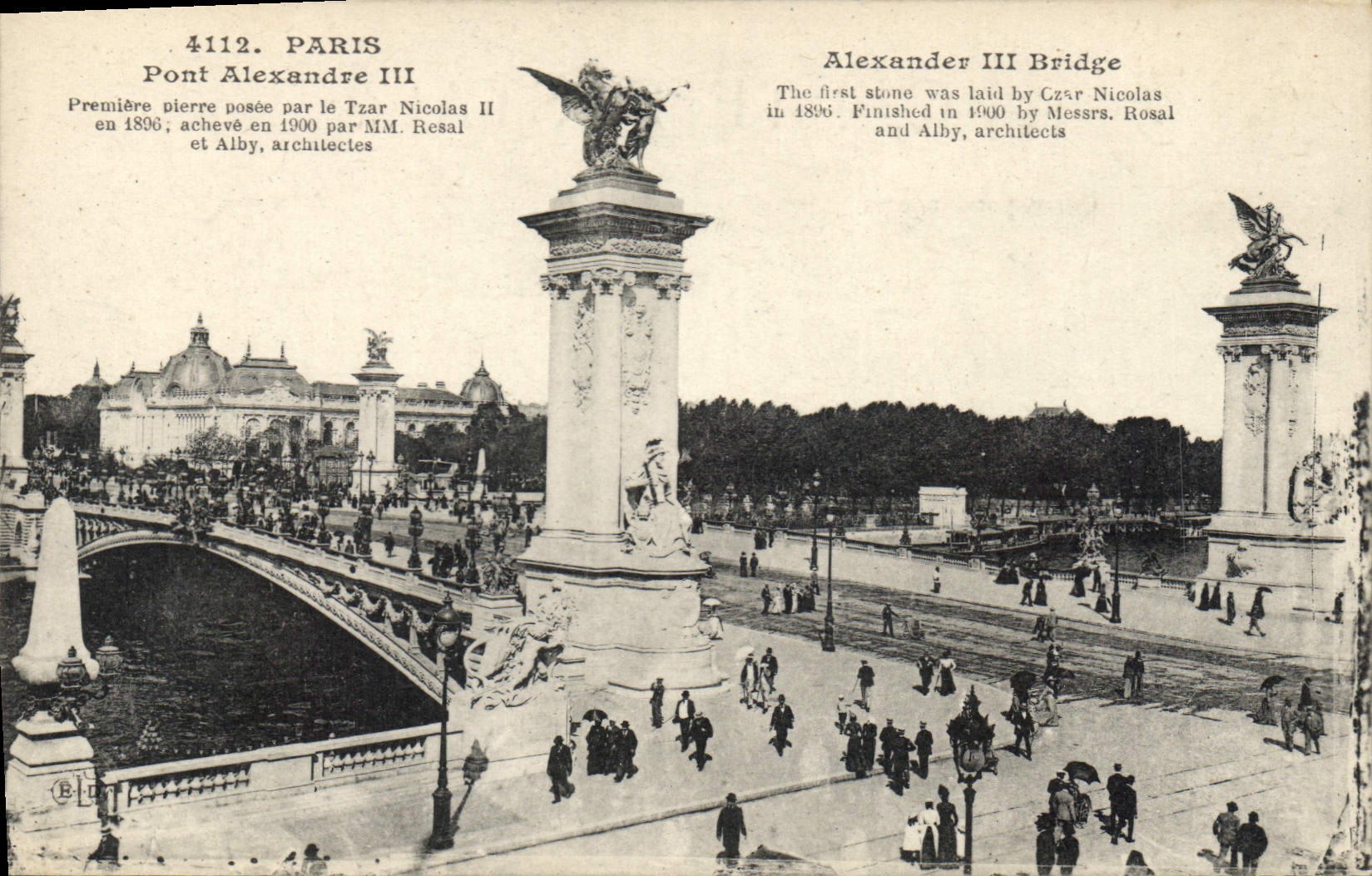 CPA Paris Pont Alexandre III Premiere pierre posee par le Tzar Nicolas II 