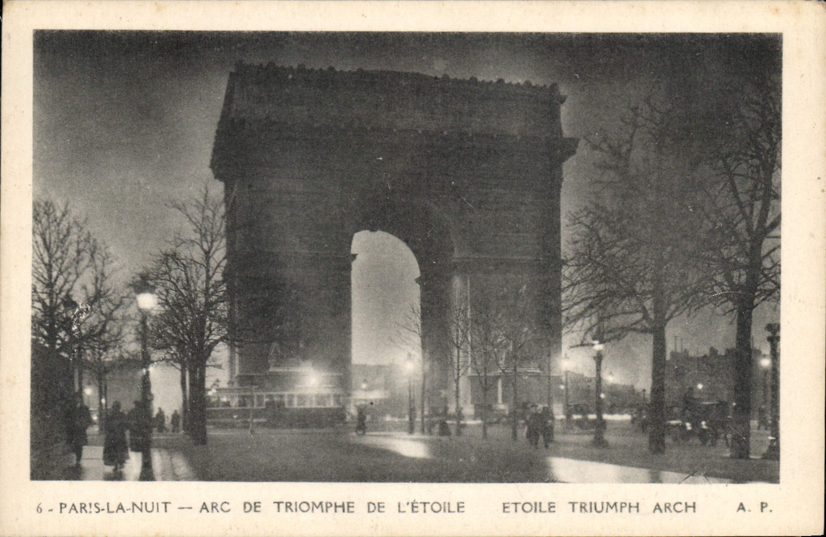 CPA Paris la Nuit Arc de Triomphe de L'Etoile