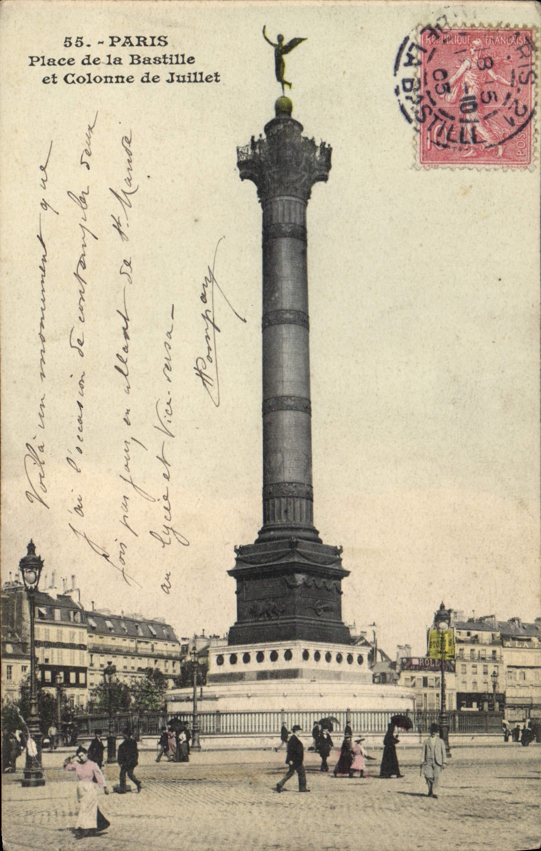 CPA Paris Place de la Bastille et Colonne de Juillet