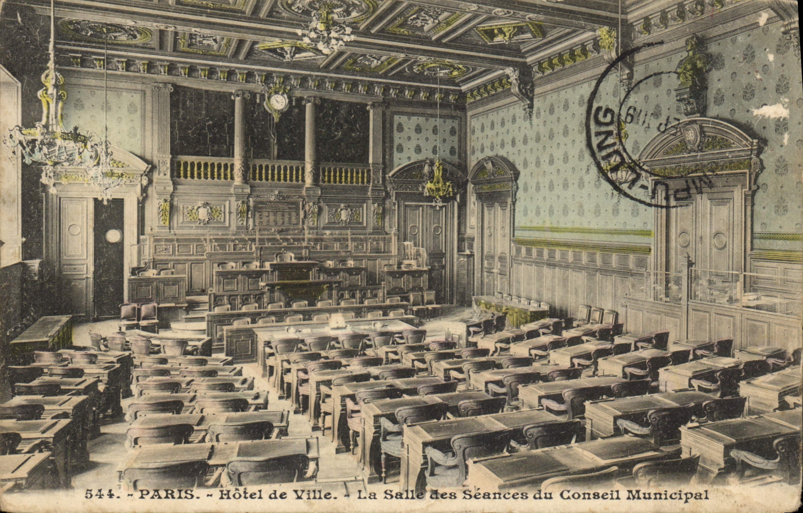 CPA Paris Hotel de Ville la Salle des Seances du Conseil Municipal