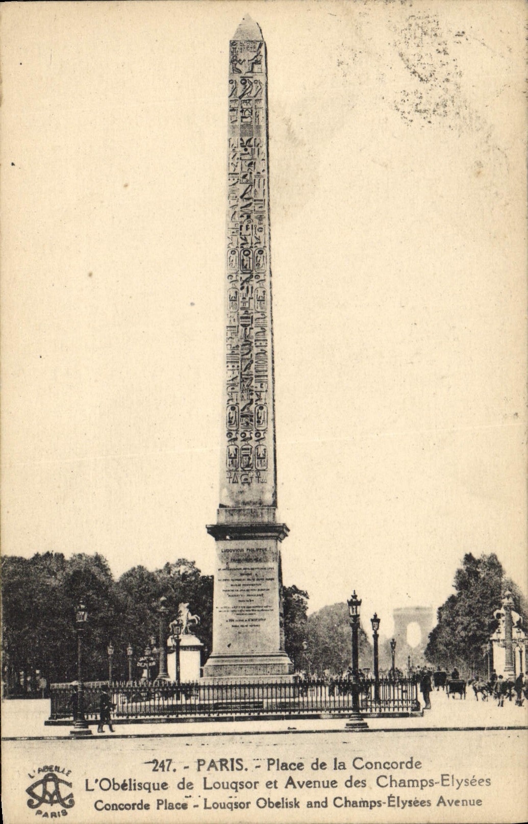 CPA Paris Place de la Concorde L'Obelisque de Louqsor et Avenue des Champs Elysees 