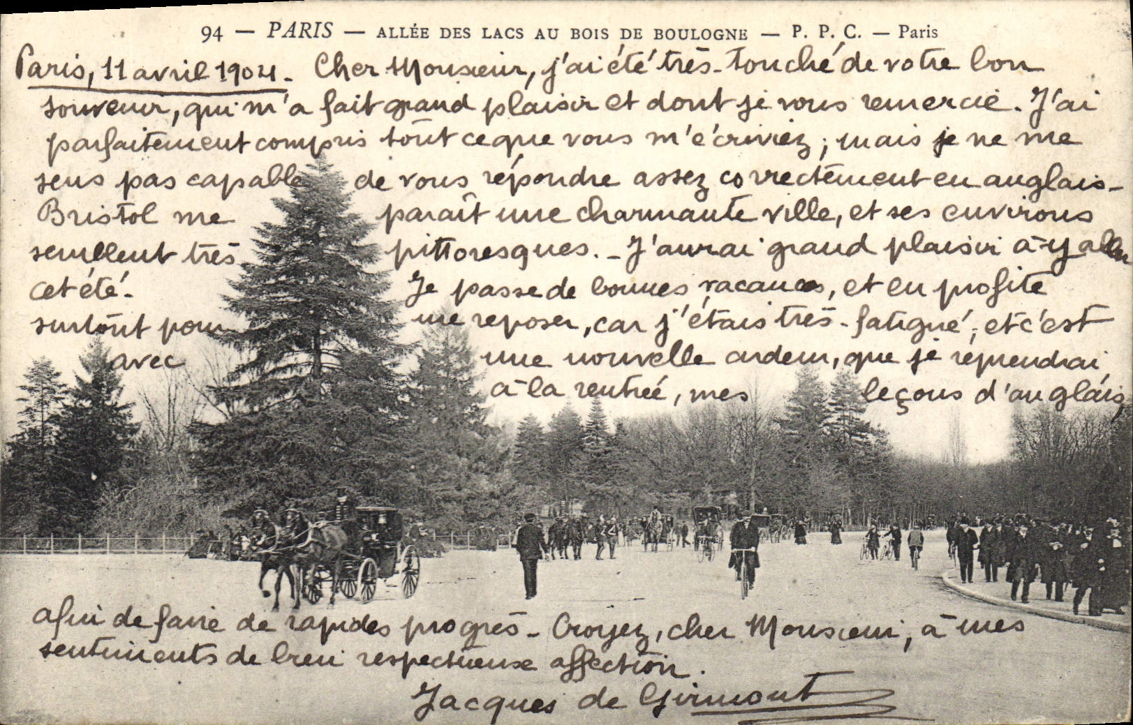 CPA Paris Allee des lacs au Bois de Boulogne 