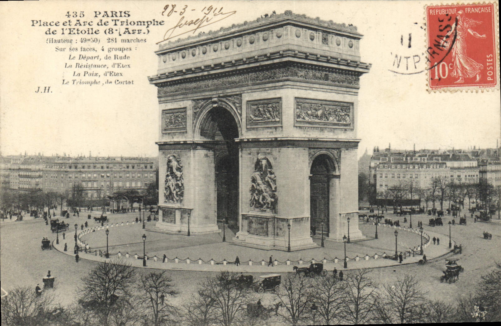 CPA Paris Place et Arc de Triomphe de l'Etoile