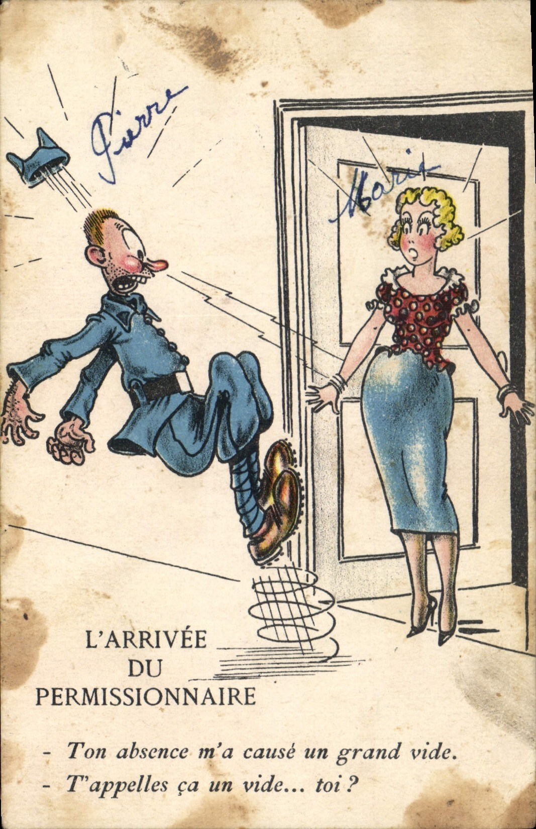 CPA l'Arrivee du Permissionnaire Marins