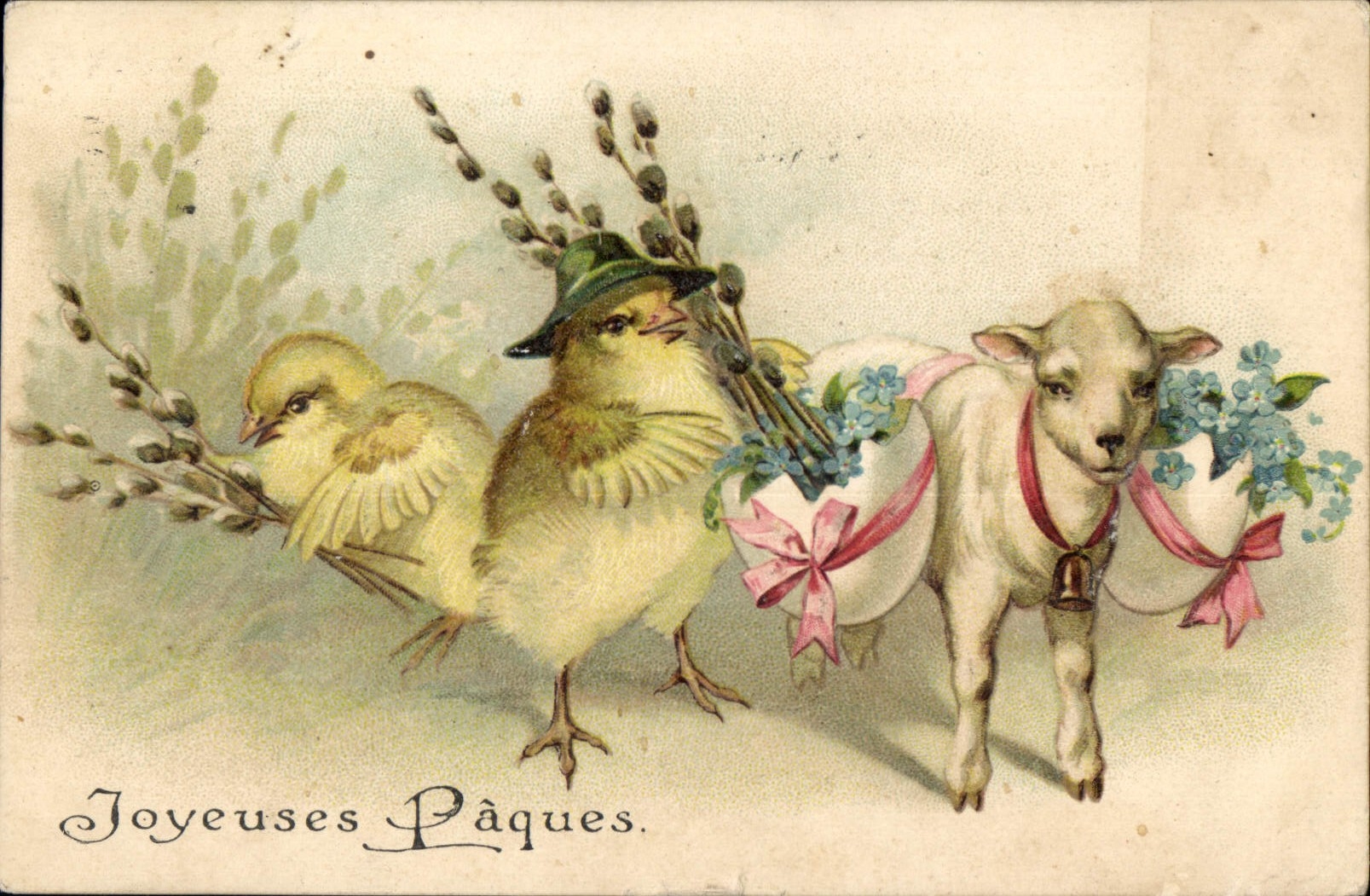 CPA Joyeuses Paques Poussin Mouton