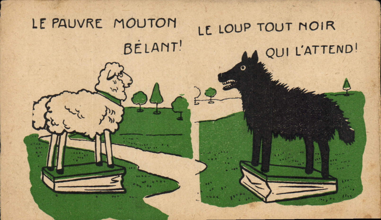CPA Le pauvre mouton Le loup tout noir 