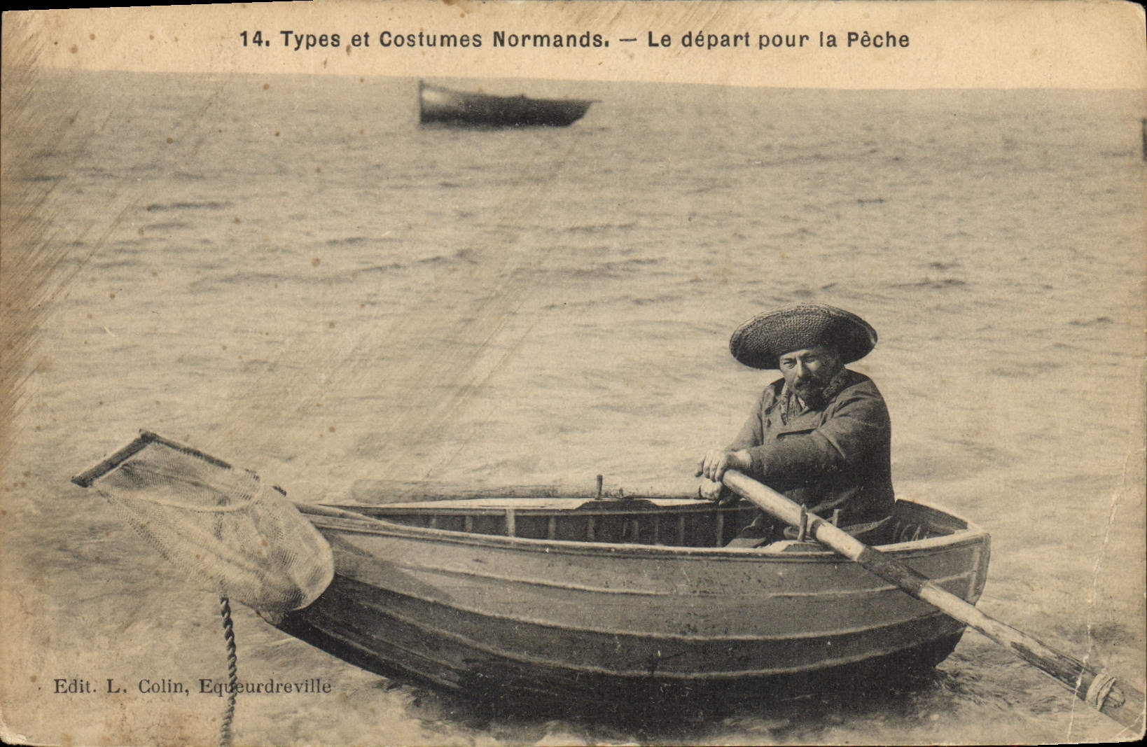 CPA Types et Costumes Normands Le depart pour la Peche 