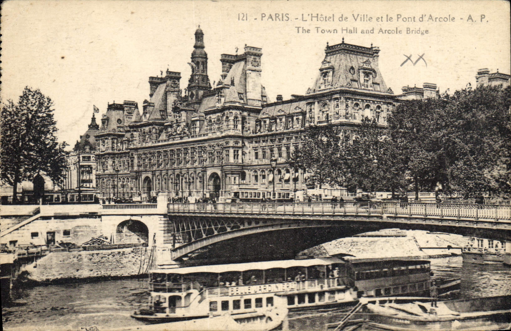 CPA Paris l'Hotel de Ville et la Pont d'Arcole