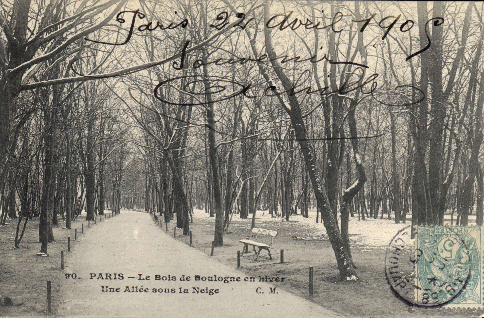 CPA Paris Le Bois de Boulogne en hiver Une Allee sous la Neige