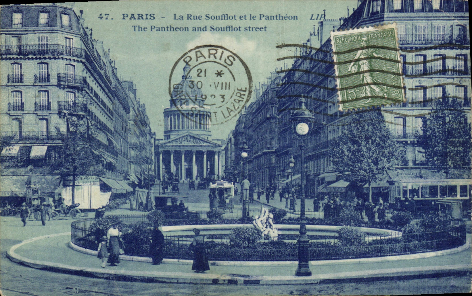 CPA Paris La Rue Soufflot et le Pantheon