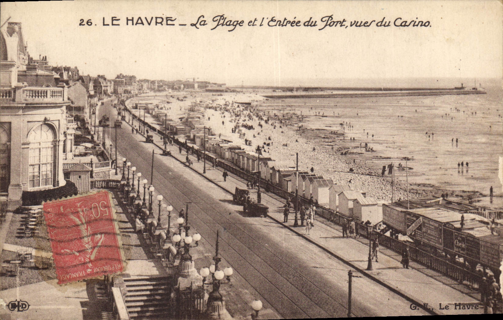 CPA Le Havre La Plage et l'Entree du Port vue du Casino 