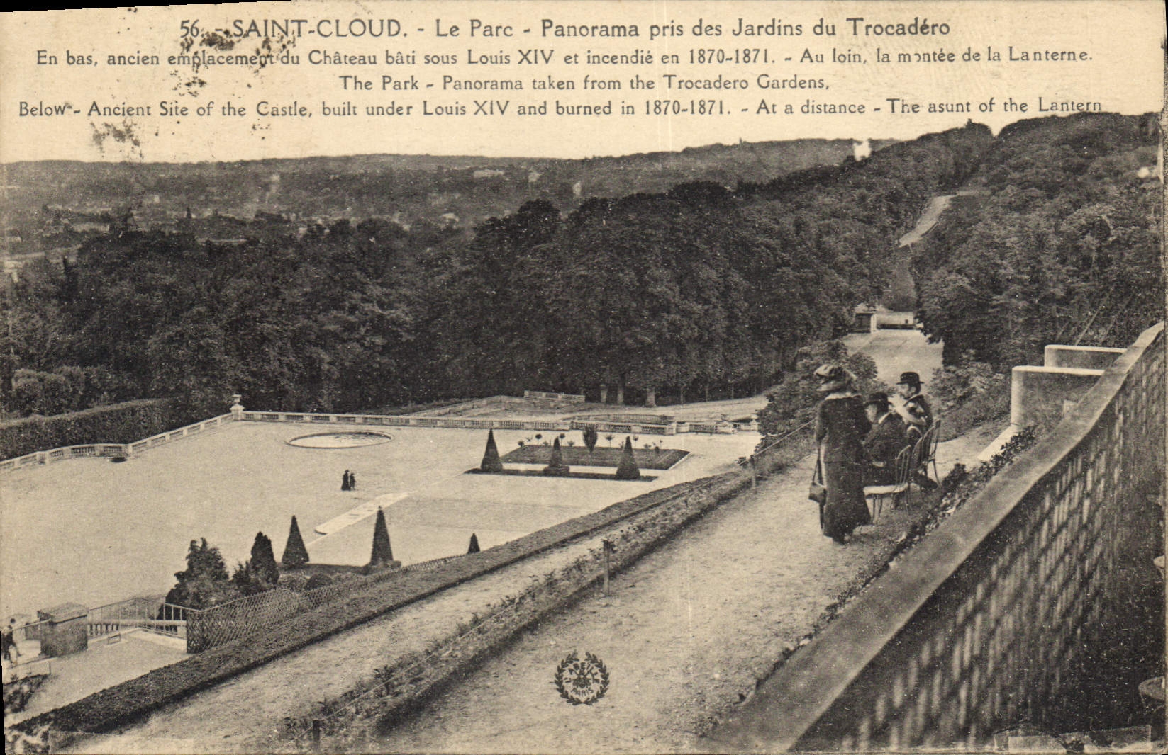 CPA Saint Cloud Le Parc Panorama pris des Jardins du Trocadero 