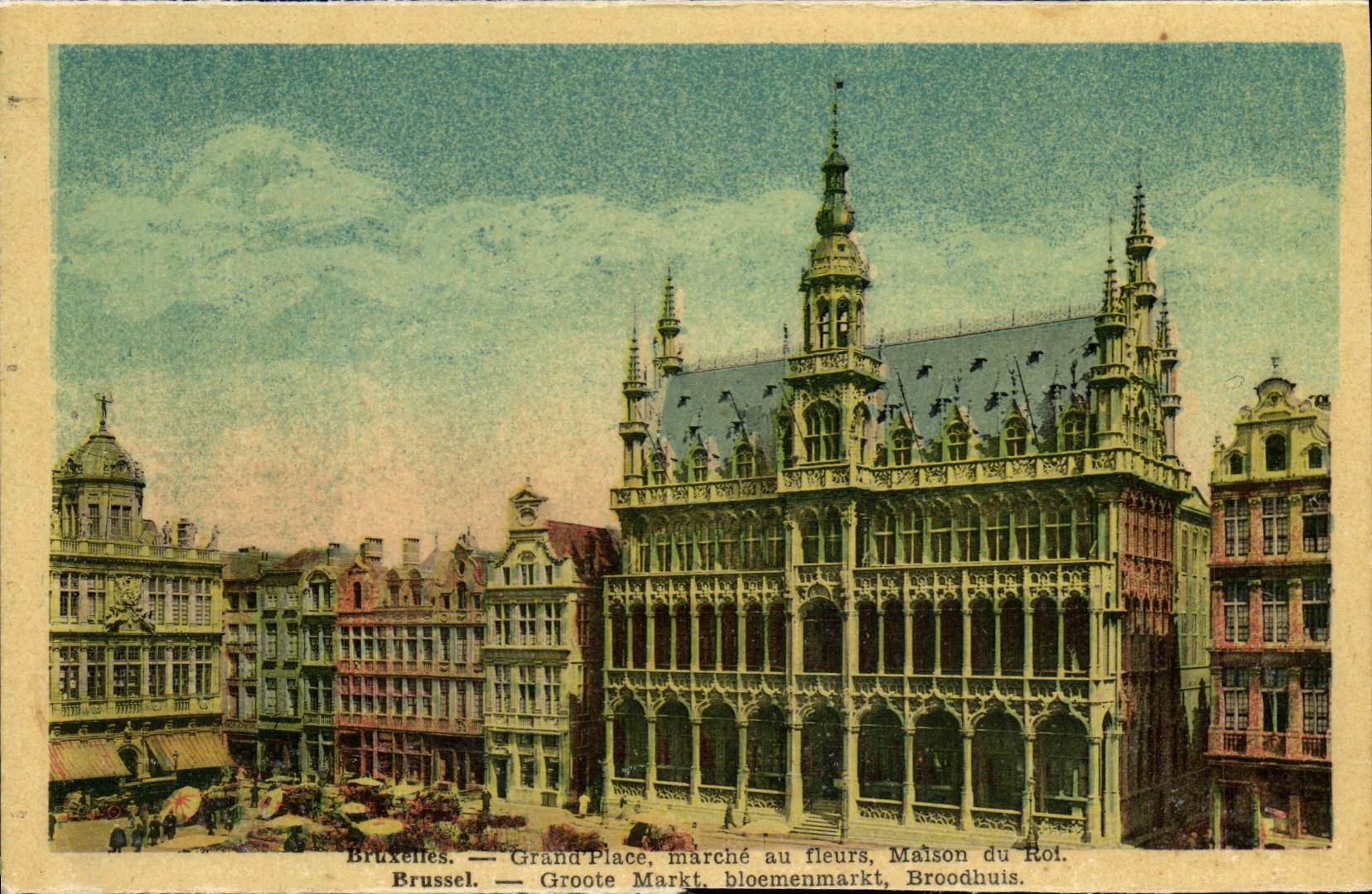 CPA Bruxelles Grand Place marche au fleurs Maison du Roi