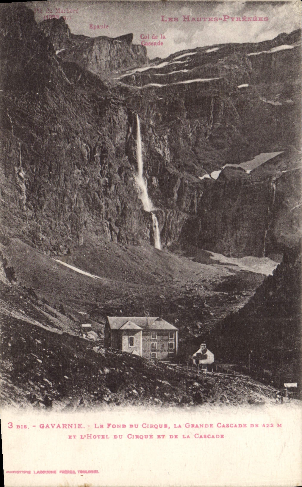 CPA Les Hautes Pyrenees Gavarnie La Fond du Cirque la Grande Cascade et l'Hotel di Cirque et de la C