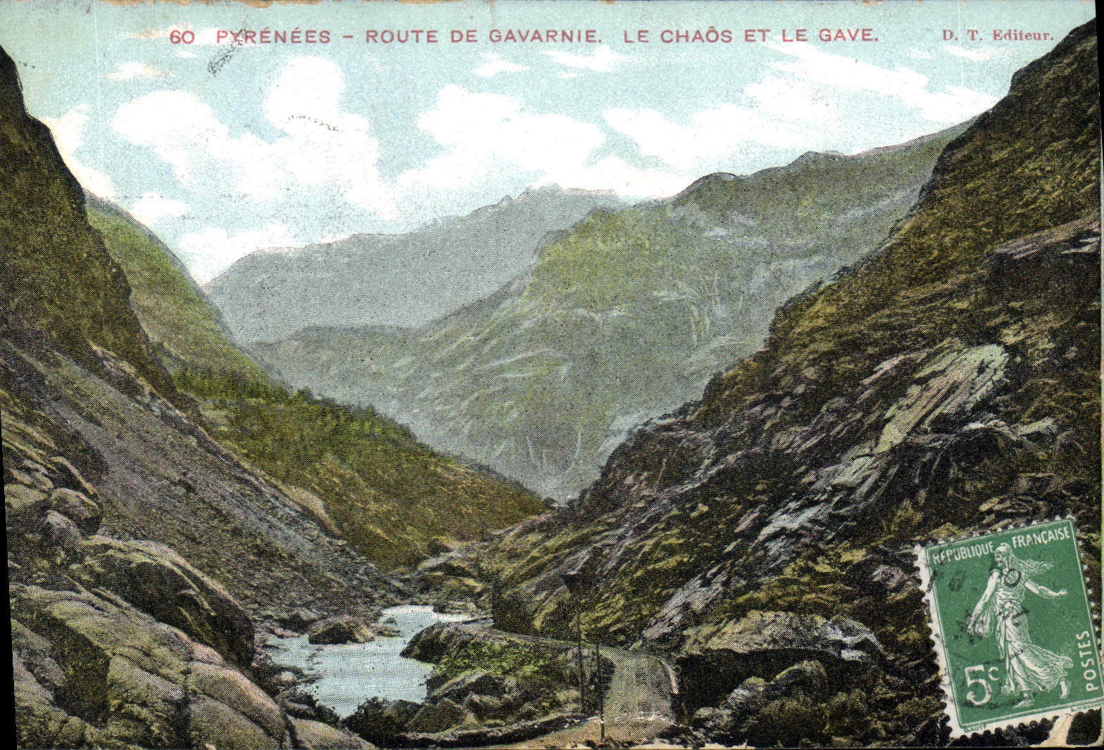 CPA Pyrenees Route de Gavarnie Le Chaos et le Gave  