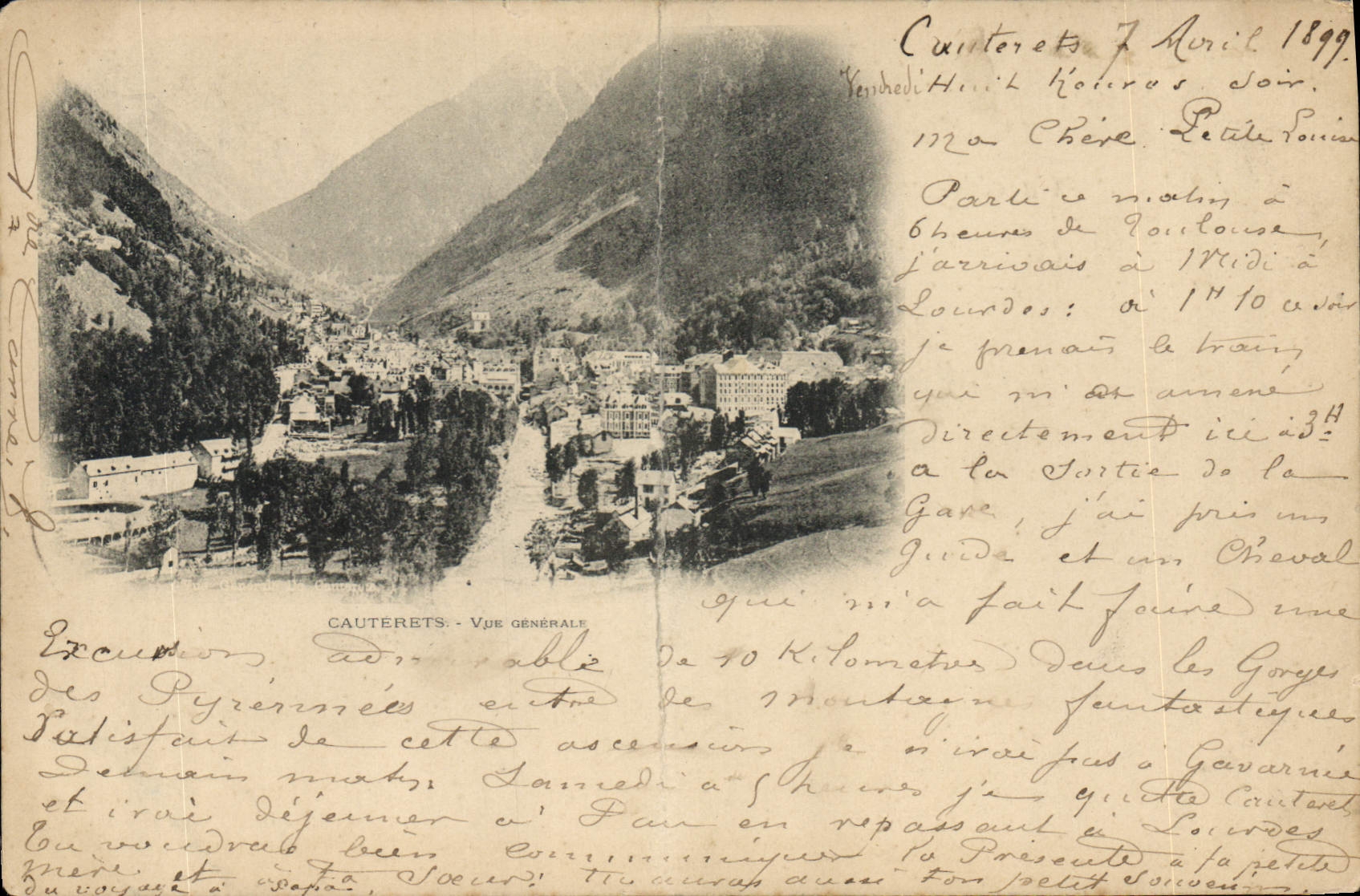 CPA Cauterets Vue generale Carte 1899