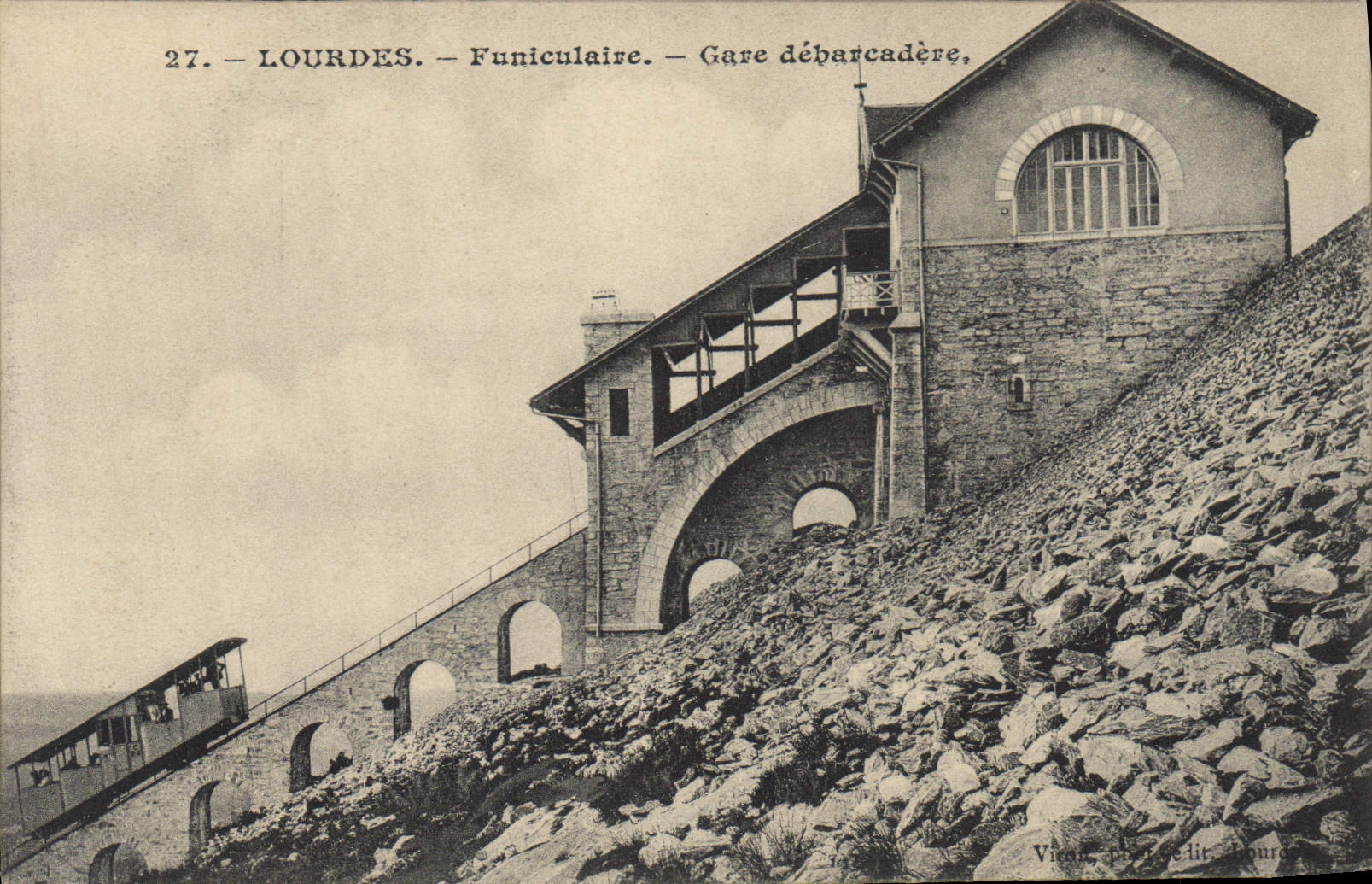 CPA Lourdes Funiculaire Gare Debarcadere 