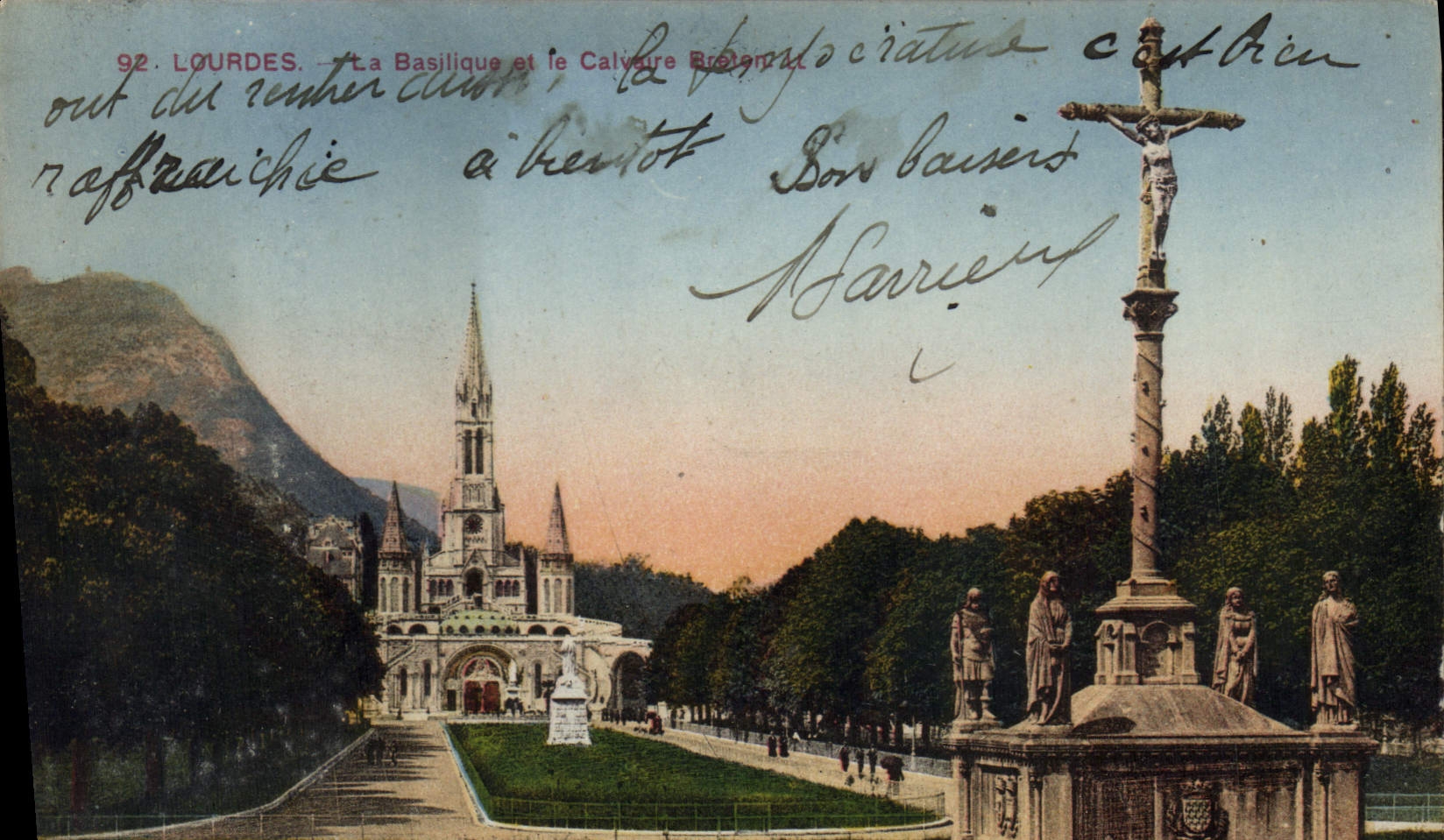 CPA Lourdes La Basilique le Calvaire 