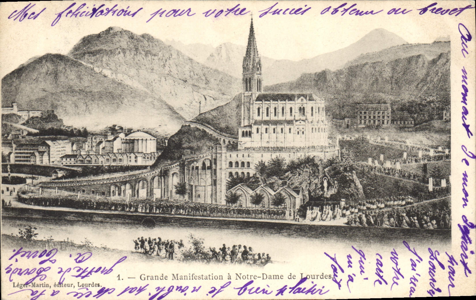 CPA Grande Manifestation a Notre Dame de Lourdes 