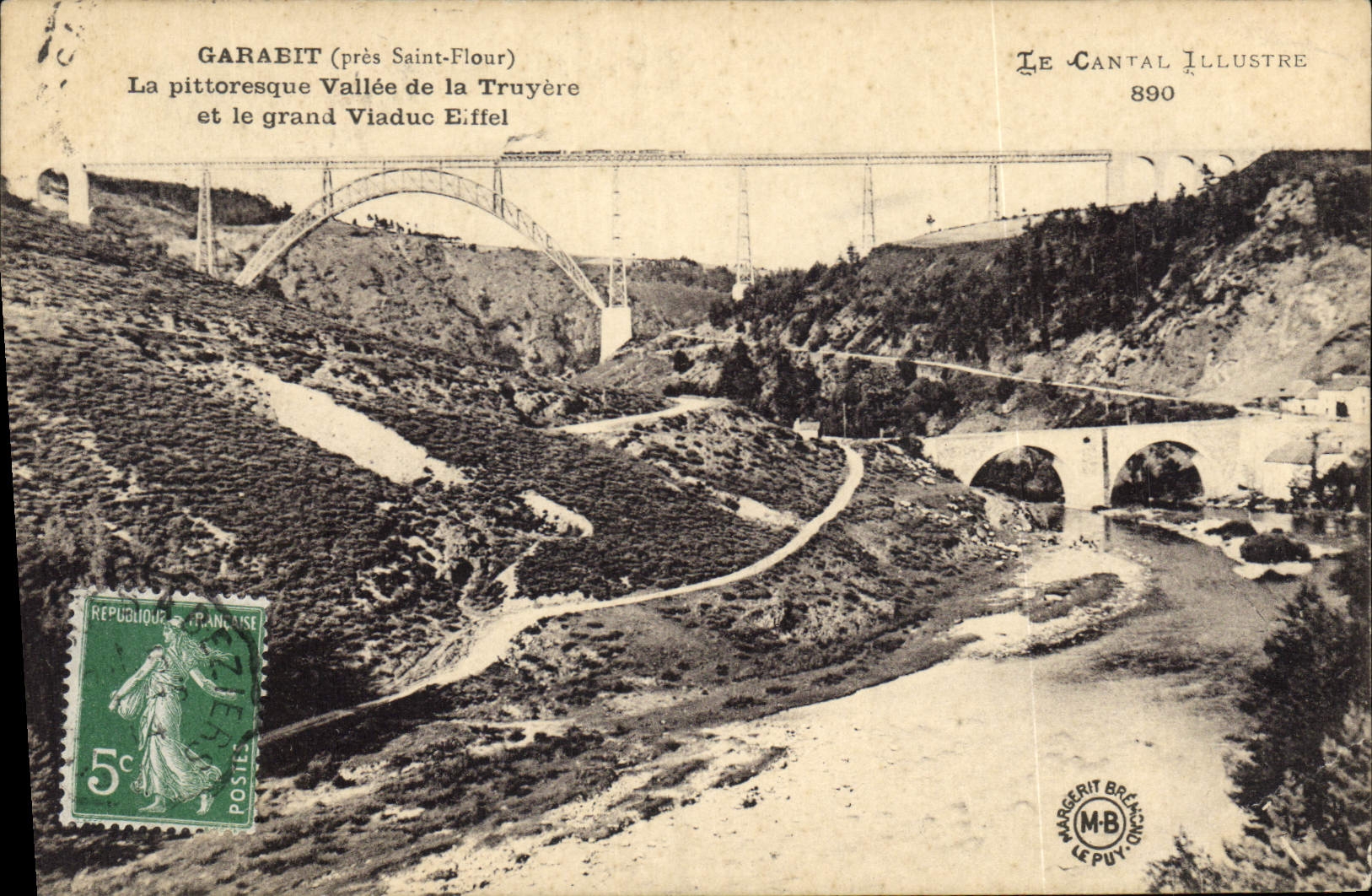 CPA Garabit pres Saint Flour La Pittoresque Vallee de la Truyere et le grand Viaduc Eiffel 