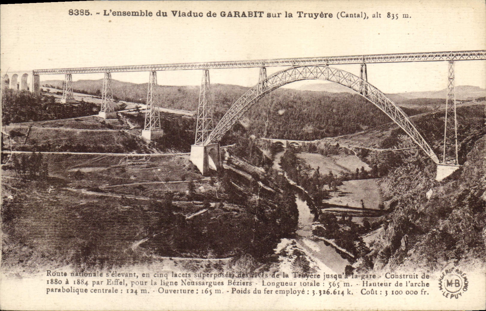 CPA L'Ensemble du Viaduc de Garabit sur la Truyere Cantal 