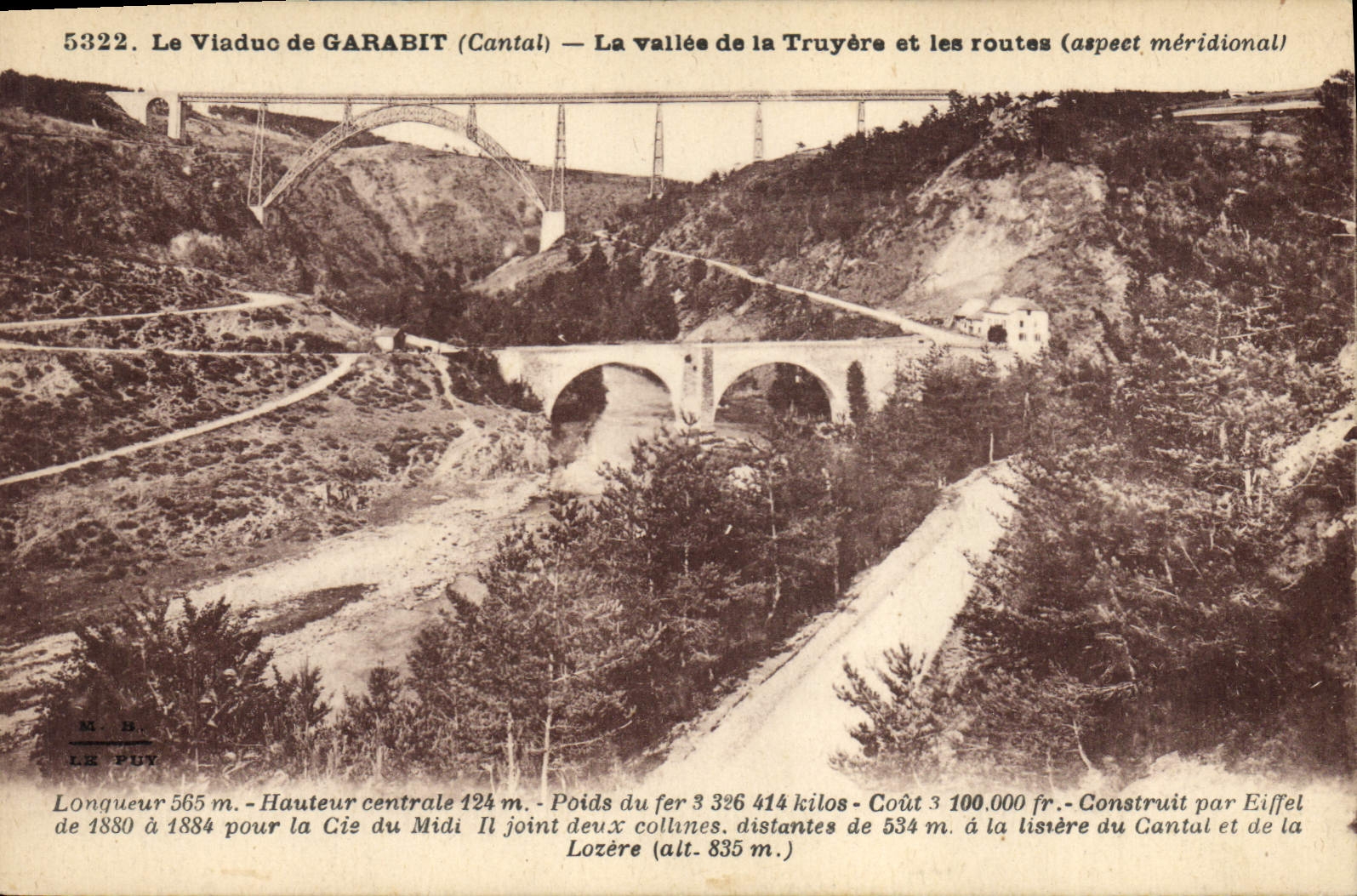 CPA Le Viaduc de Garabit Cantal La Vallee de la Truyere et les Routes Aspect Meridional 