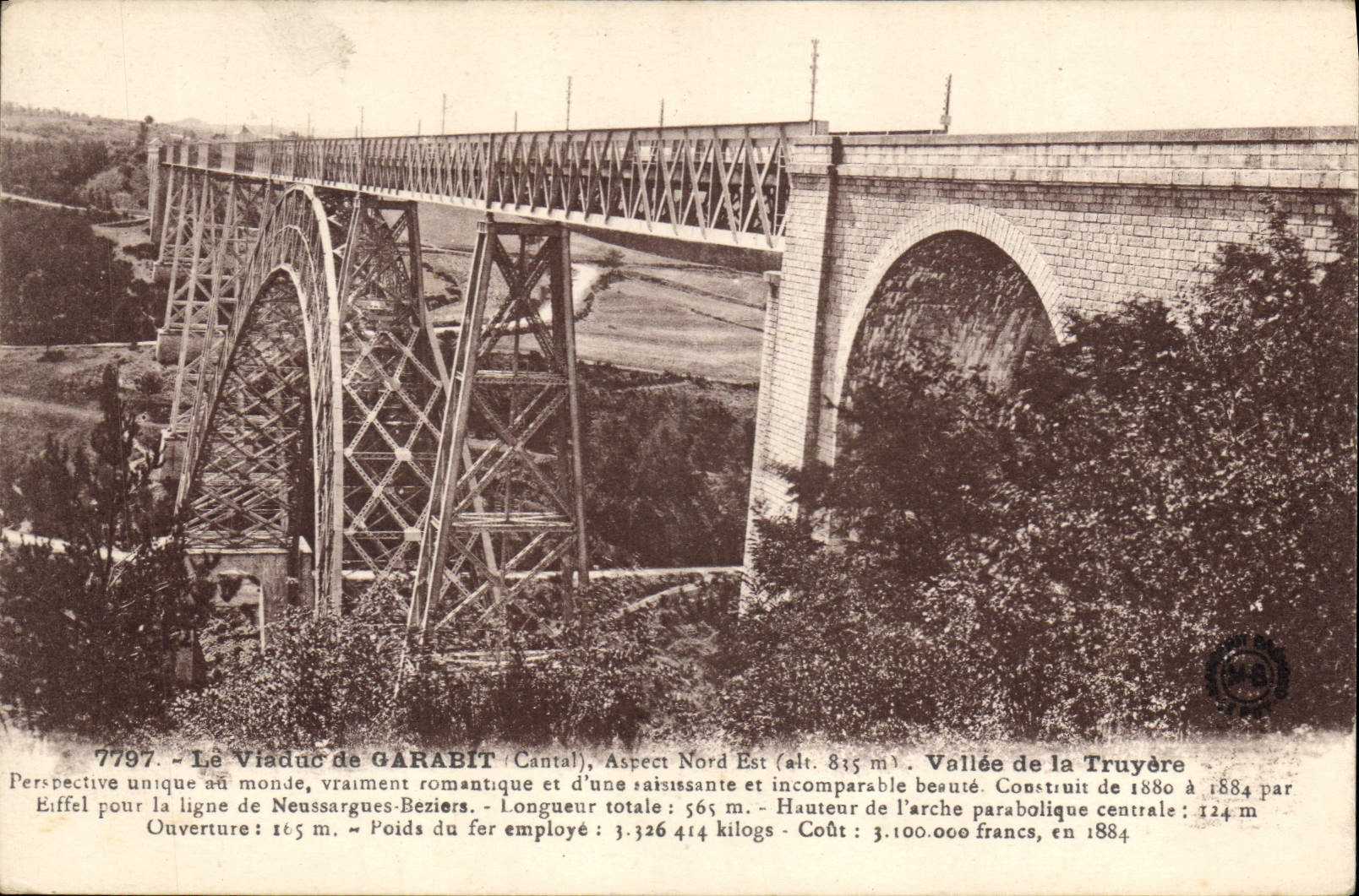 CPA Le Viaduc de Garabit Cantal Aspect Nord Est Vallee de la Truyere 