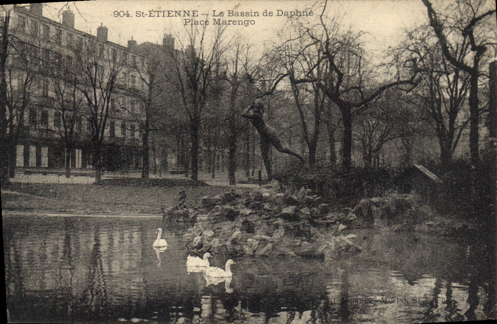 CPA Saint Etienne Le Bassin de Daphne Place Marengo