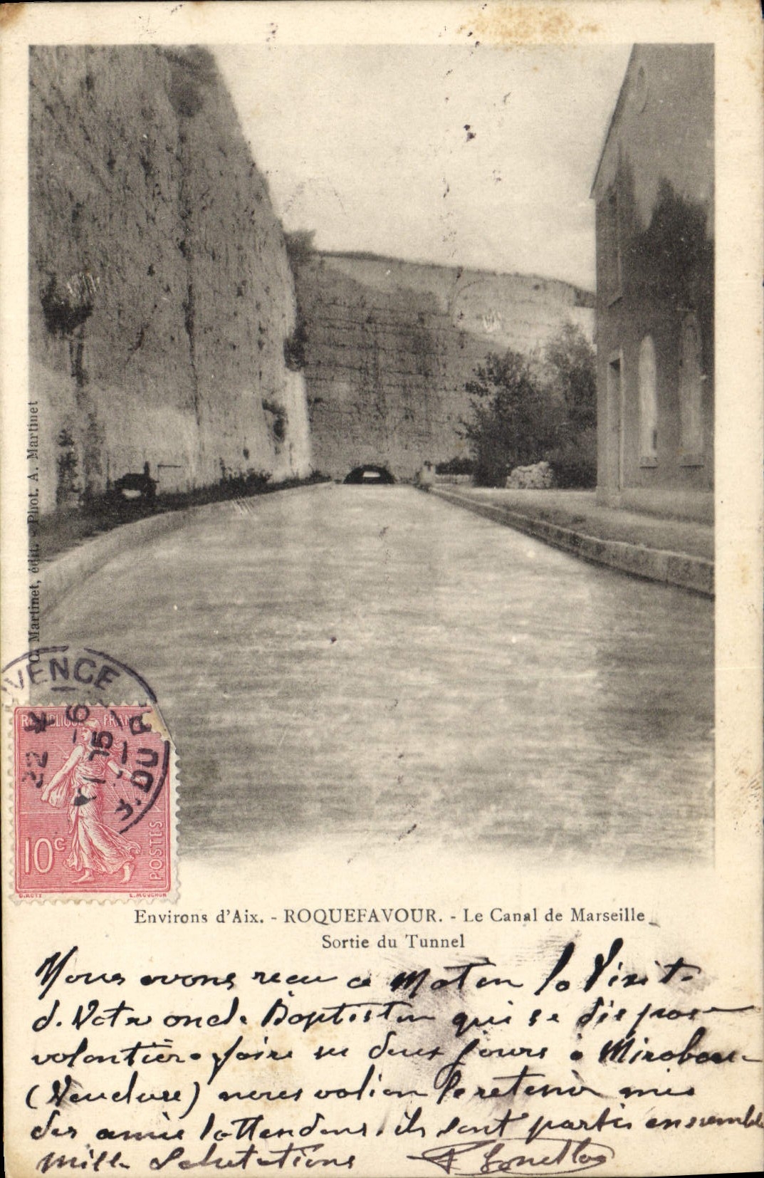 CPA Environs d'Aix Roquefavour Le Canal de Marseille Sortie du Tunnel 