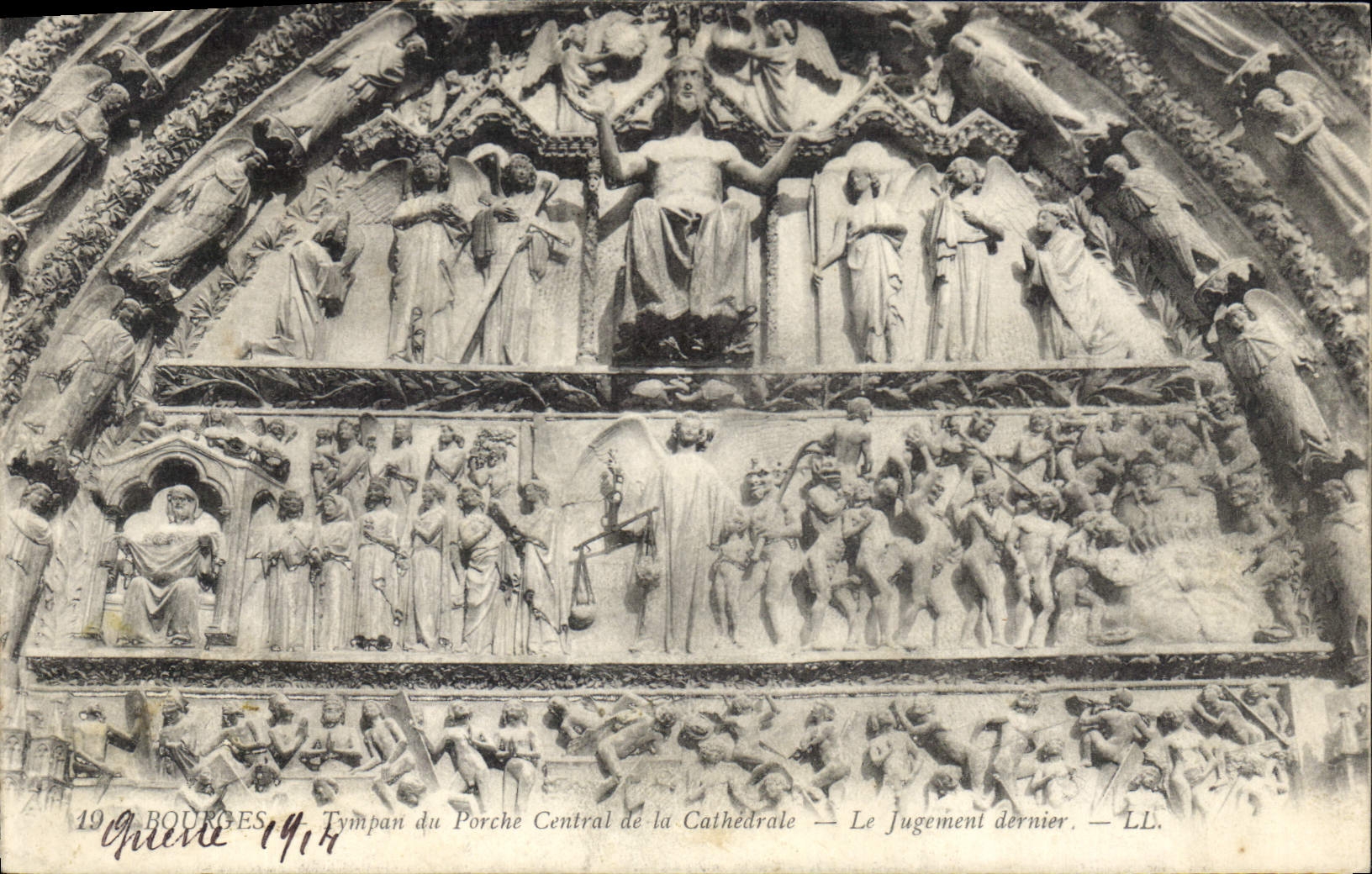 CPA Bourges Tympan du Porche Central de la Cathedrale Le Jugement Dernier 