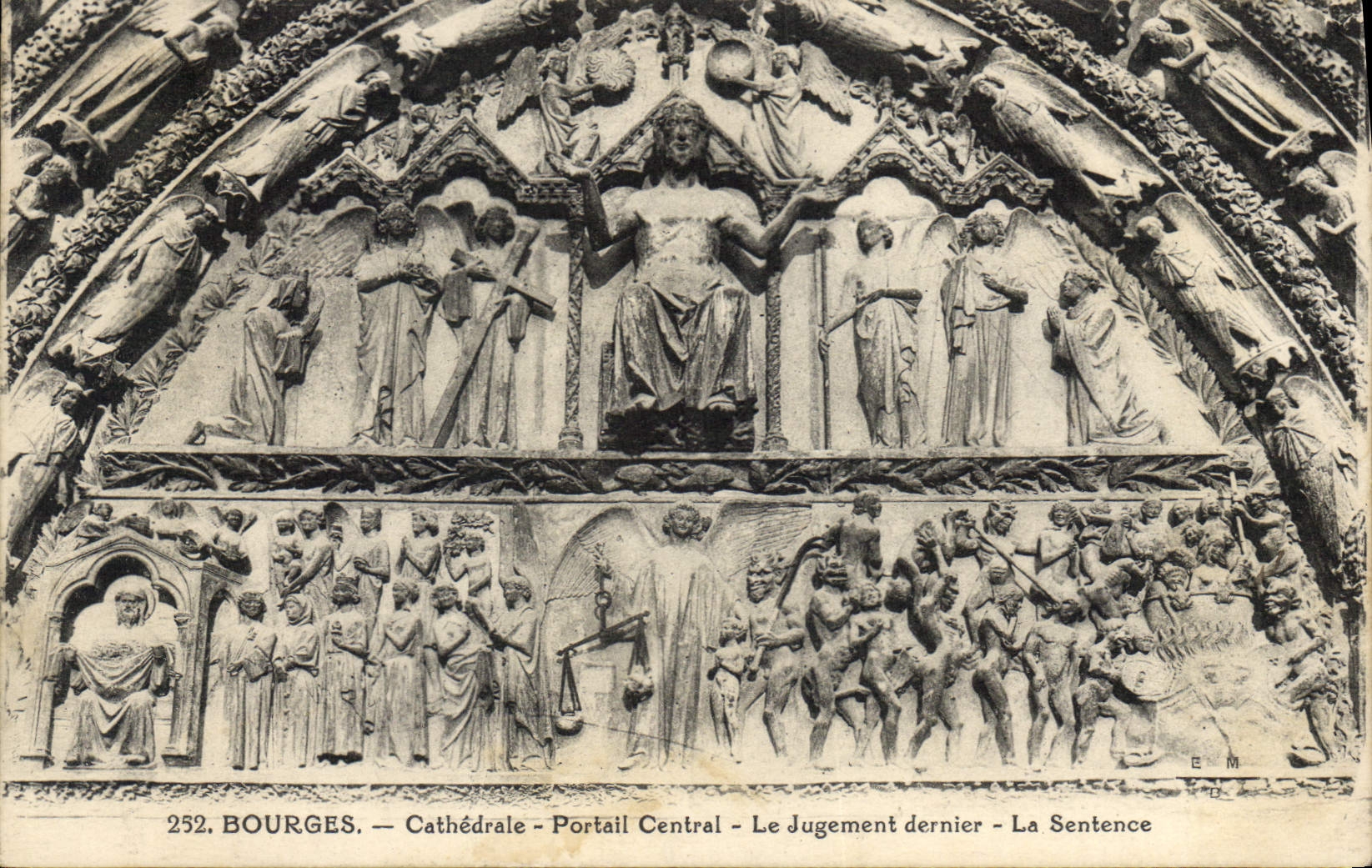 CPA Bourges Cathedrale Portail Central Le Jugement Dernier La Sentence 