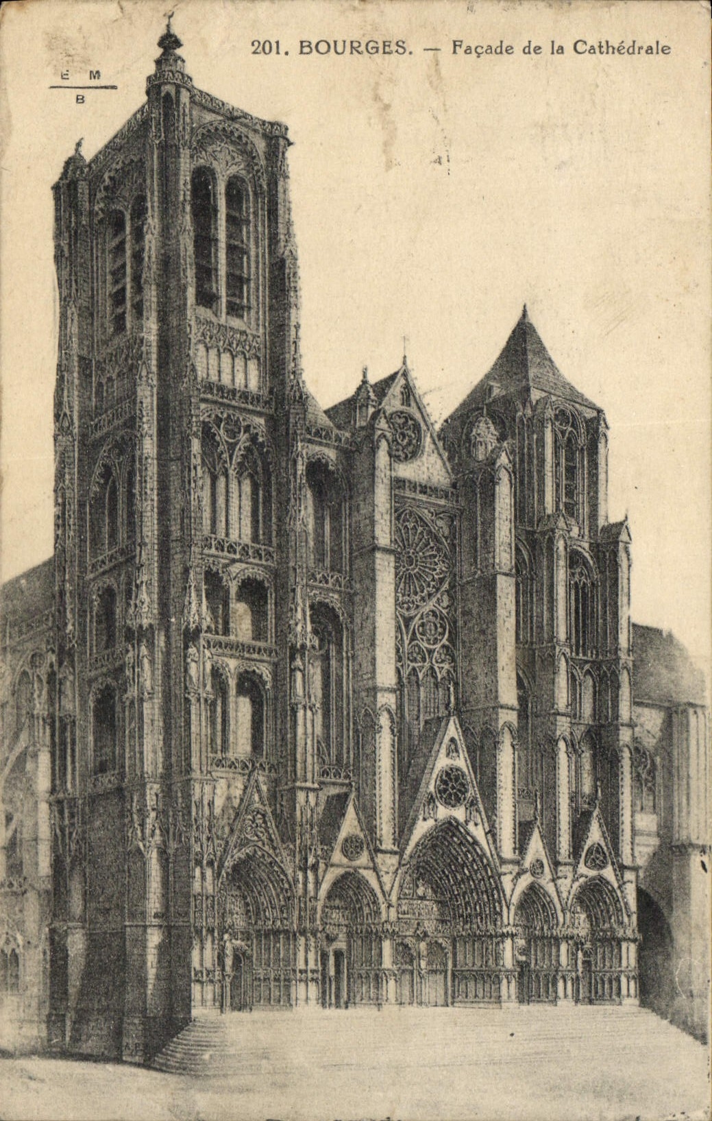 CPA Bourges Facade de la Cathedrale 