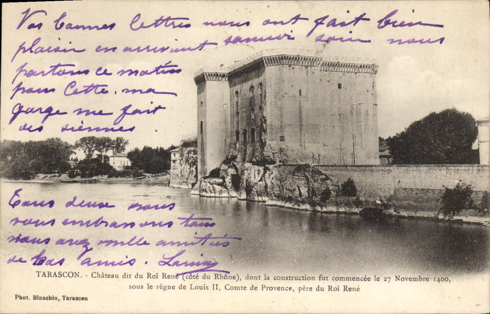 CPA Tarascon Chateau di du Roi Rene Cote du Rhone dont la construction fut commencee le 27 Novembre