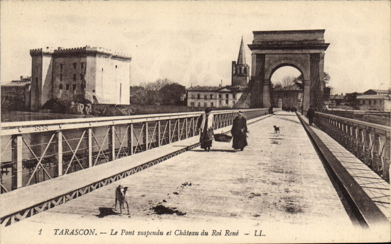 CPA Tarascon le Pont suspendu et Chateau du Roi Rene