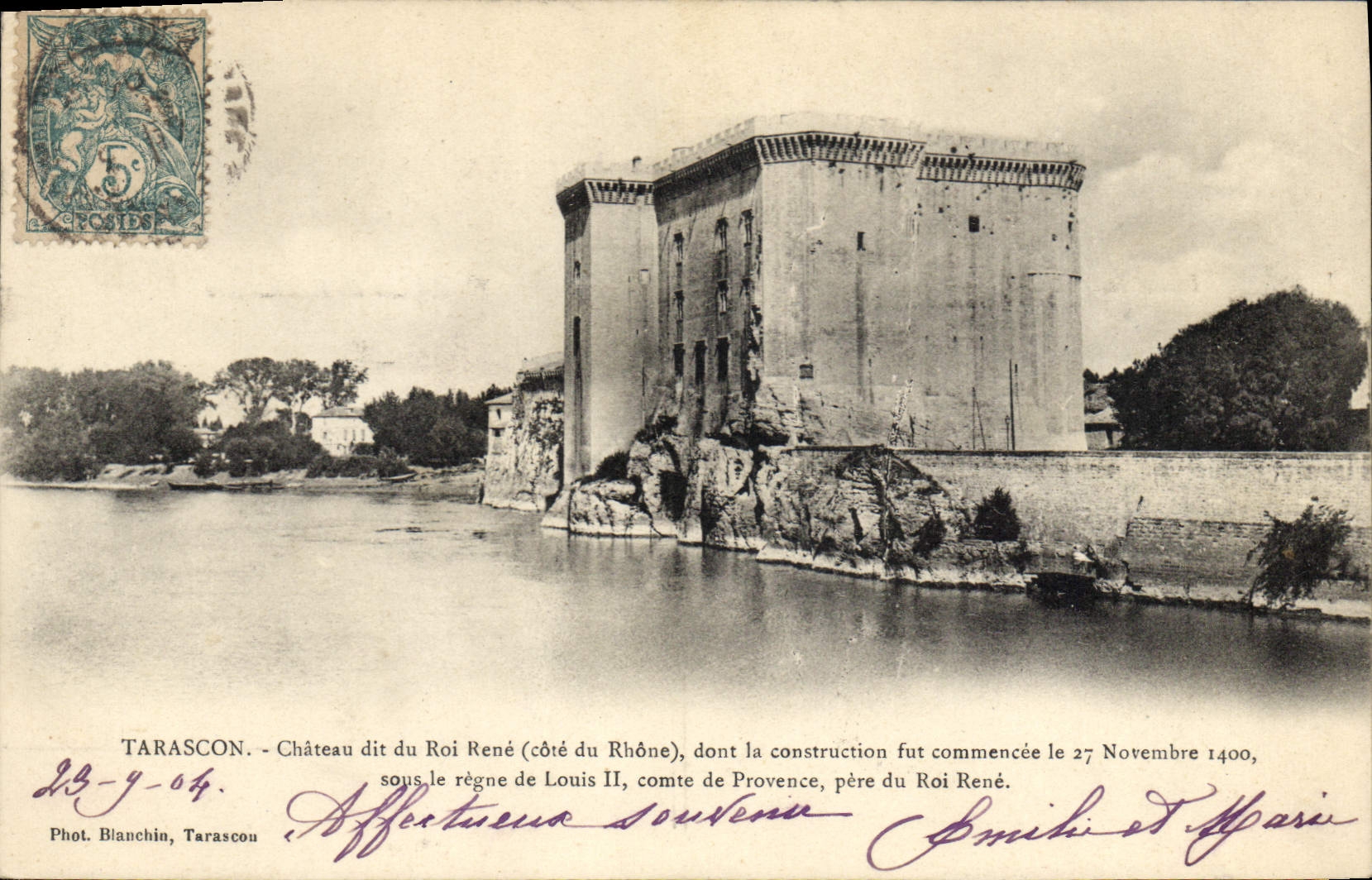 CPA Tarascon Chateau di du Roi Rene Cote du Rhone dont la construction fut commencee le 27 Novembre