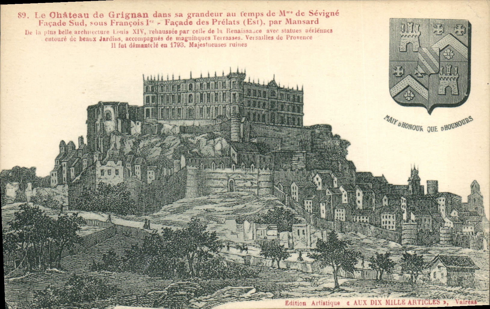 CPA Le Chateau de Grignan dans sa grandeur au temps de Mme de Ssevigne facade sud ous Francois Ier F