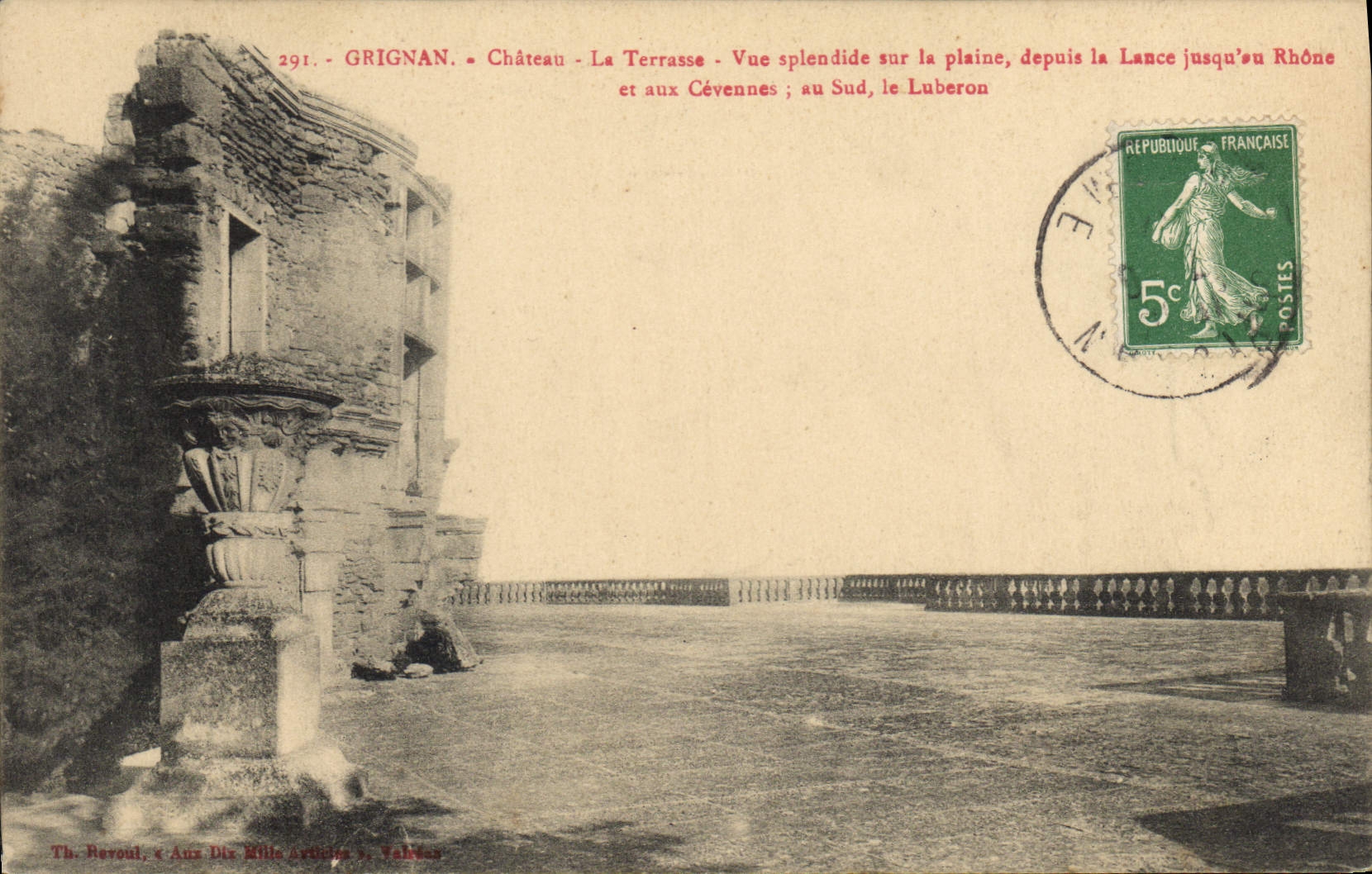 CPA Grignan chateau le Terrassse vue splendide sur la Plaine depuis la Lance jusqu'au Rhone et aux C