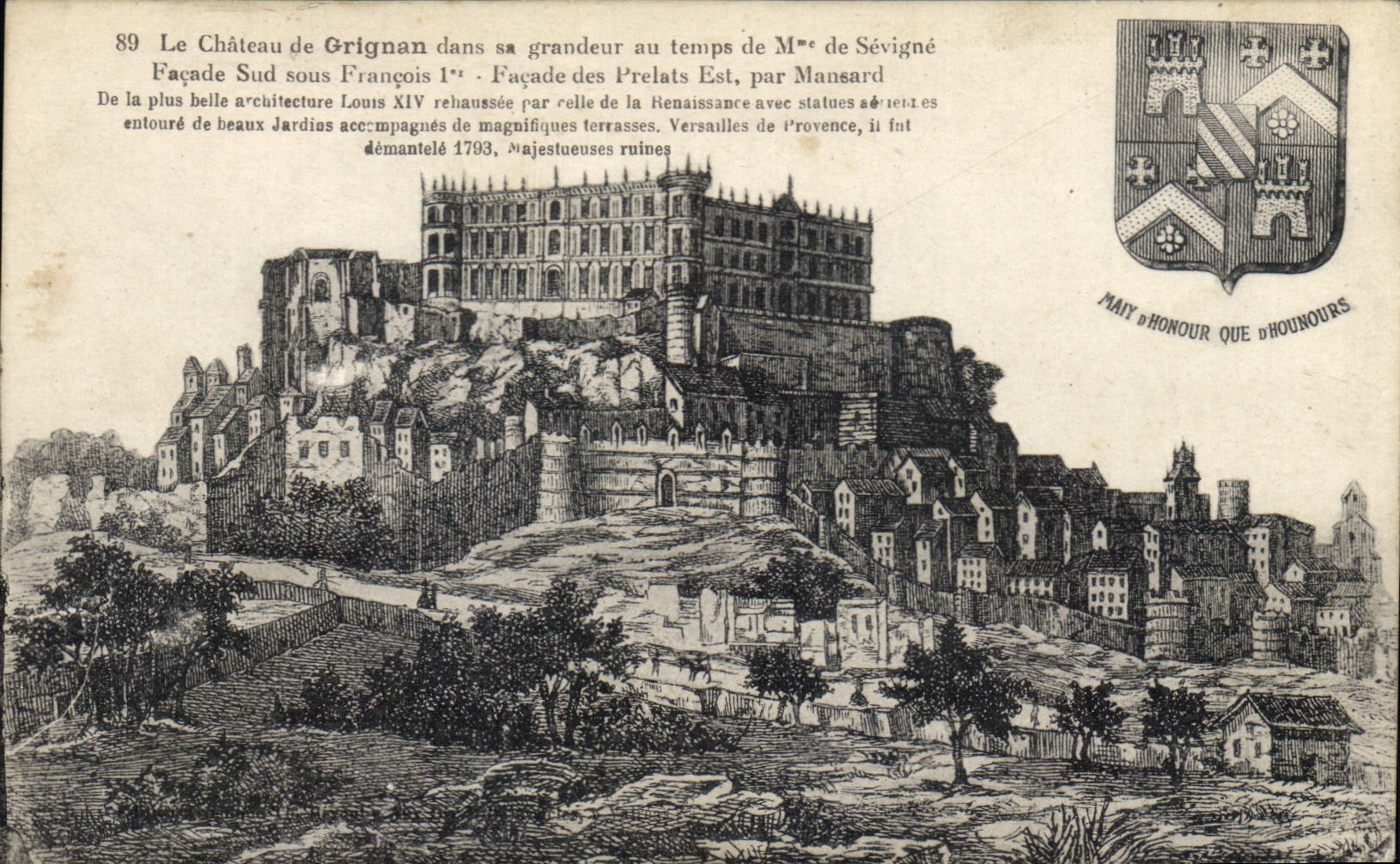 CPA Le Chateau de Grignan dans sa grandeur au temps de Mme de Ssevigne facade sud ous Francois Ier F