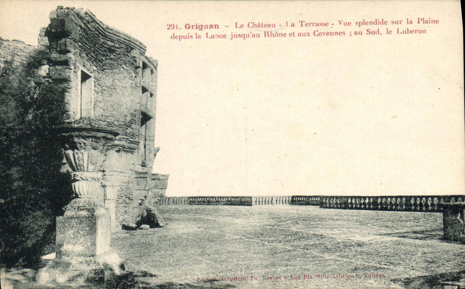 CPA Grignan le Chateau la Terrasse vue Splendide sur la Plaine depuis la Lance jusqu'au Rhone et aux