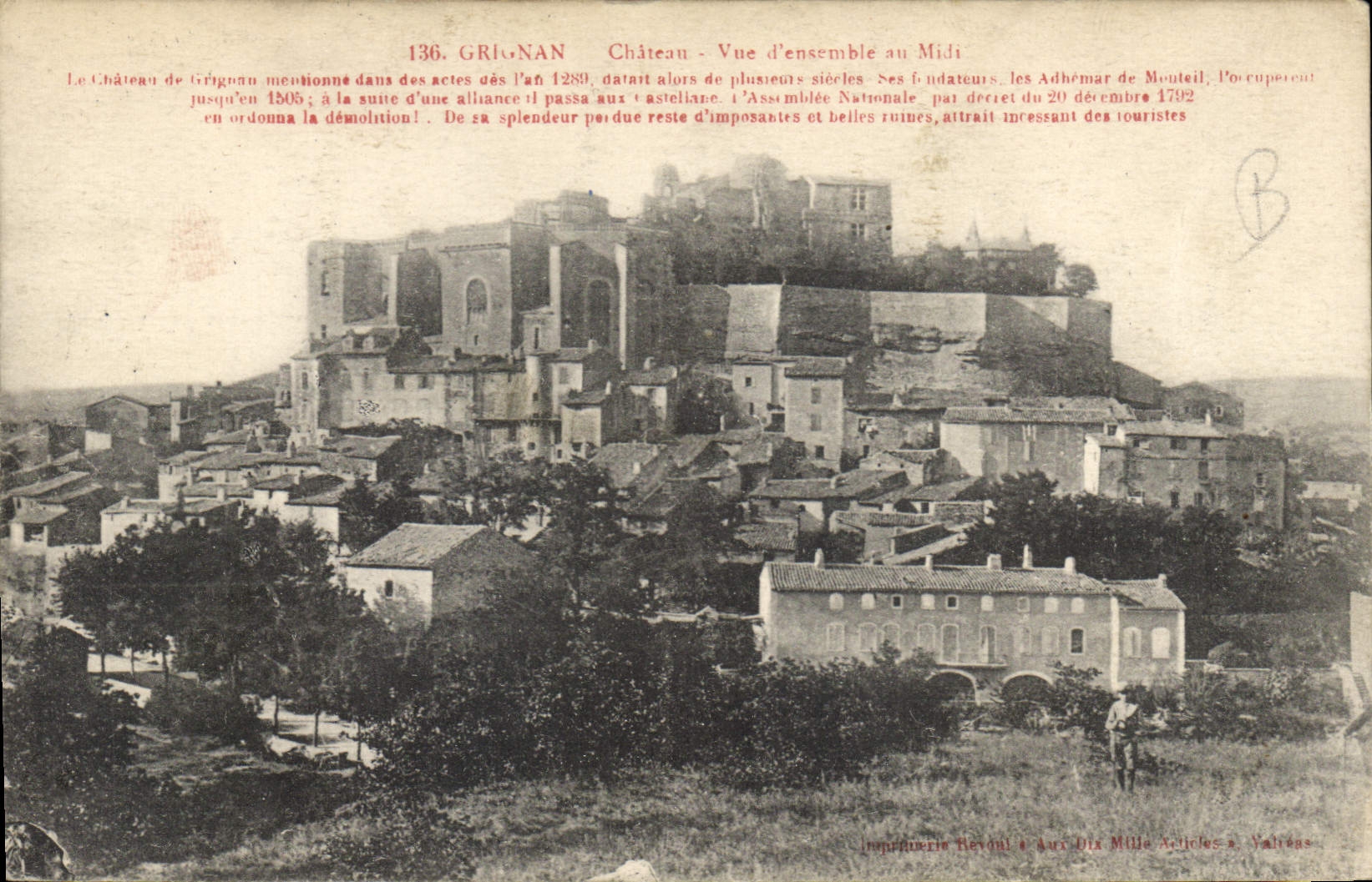 CPA Grignan Chateau vue d'ensemble au Midi 