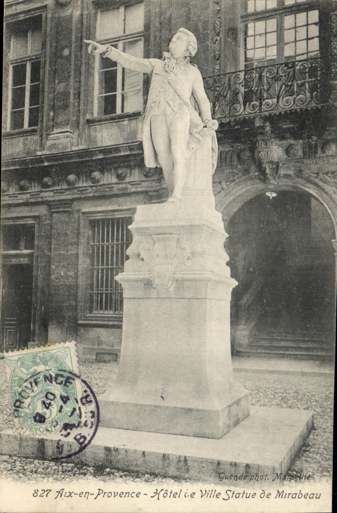 CPA Aix en Provence Hotel de Ville Statue de Mirabeau 