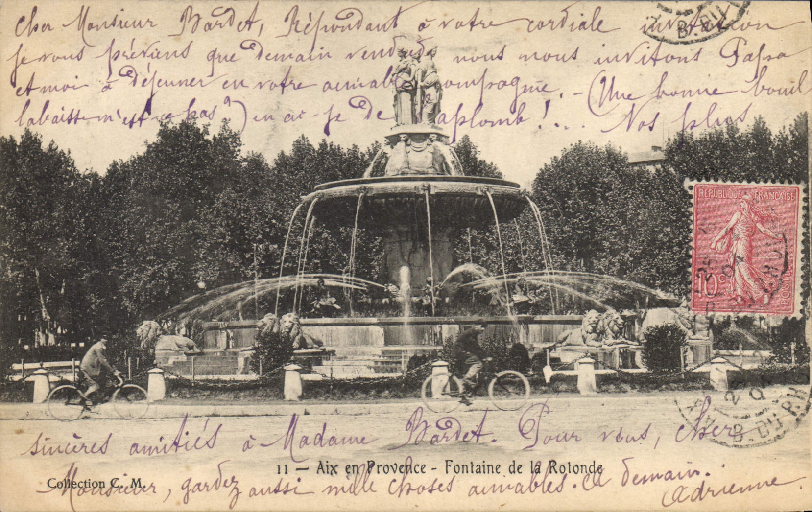 CPA Aix en Provence Fontaine de la Rotonde 