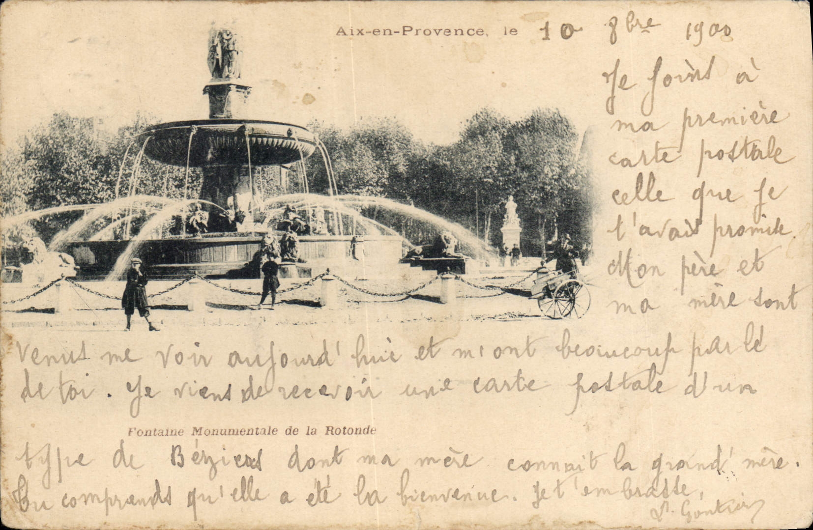 CPA Aix en Provence Fontaine Monumentale de la Rotonde 