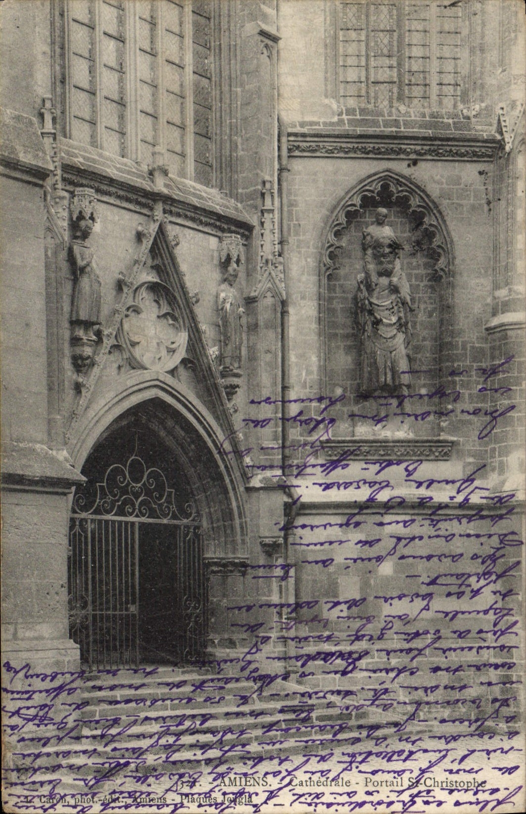 CPA Amiens Cathedrale Portail St Christophe