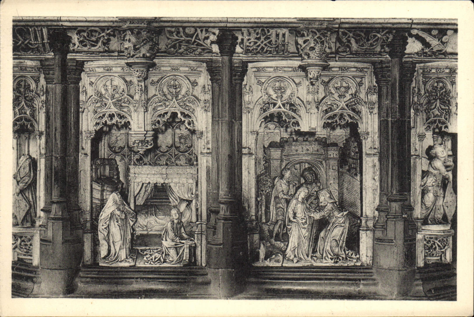 CPA Eglise de Brou Retable des sept joies de la vierge l'annonciation et la visitation