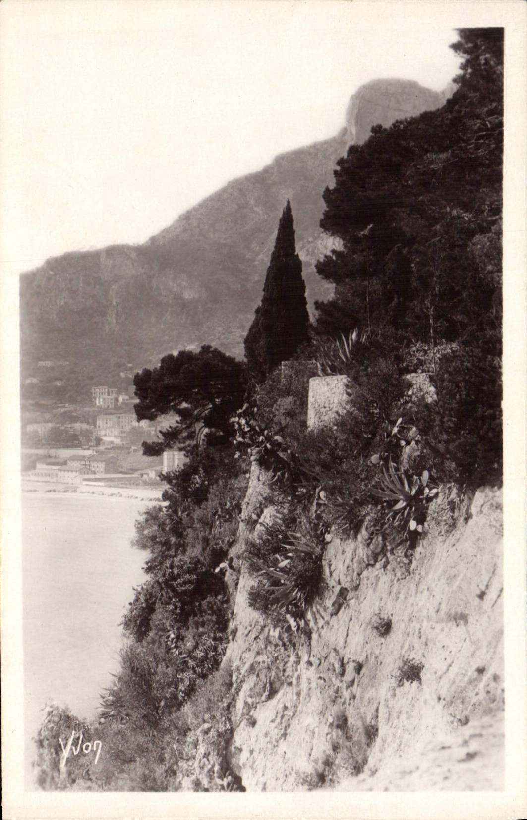 CPA Cote d'Azur Monaco La Tete de Chien et les Jardins 