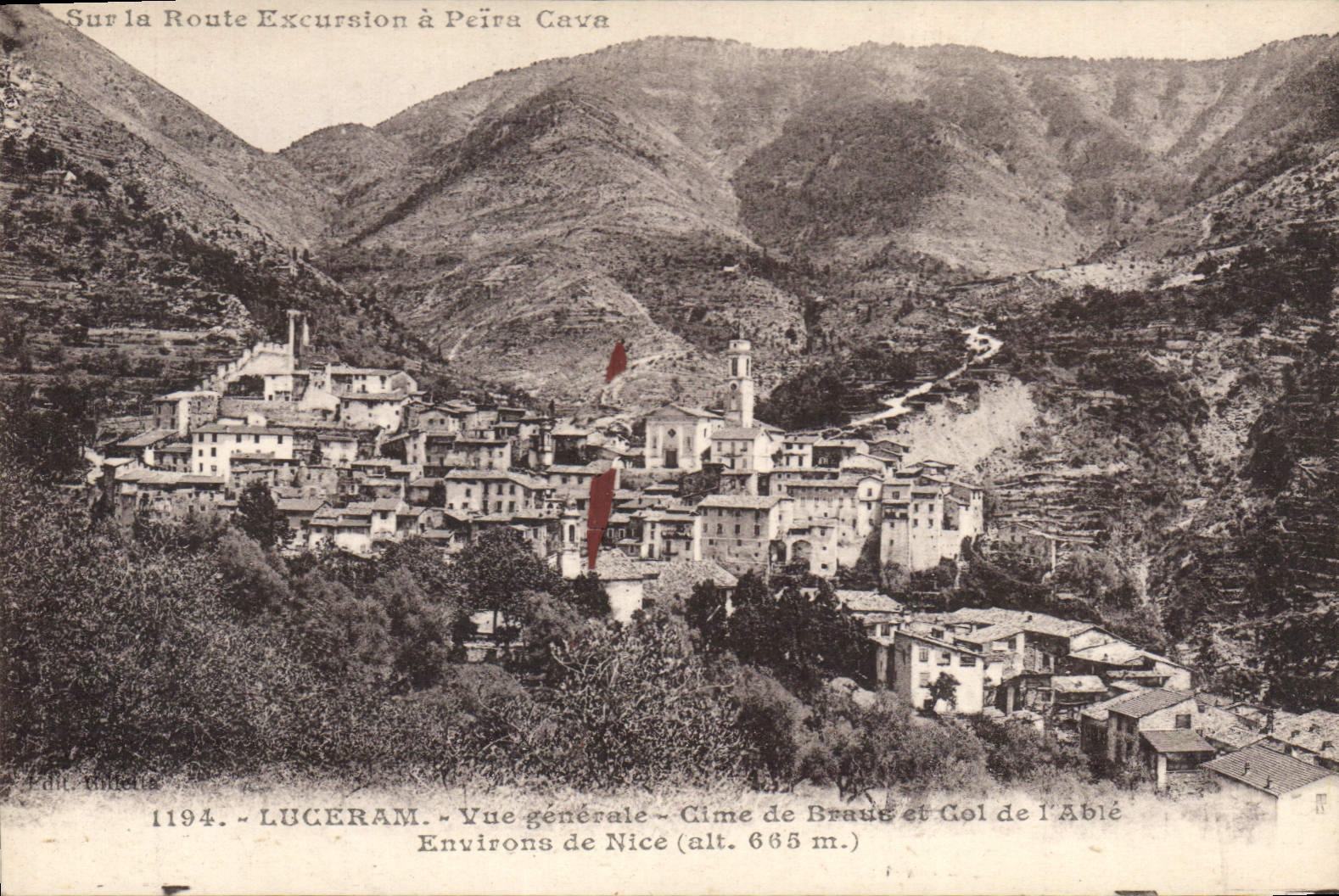 CPA Luceram Vue generale Cime de Braus et Col de l'Abie Environs de Nice