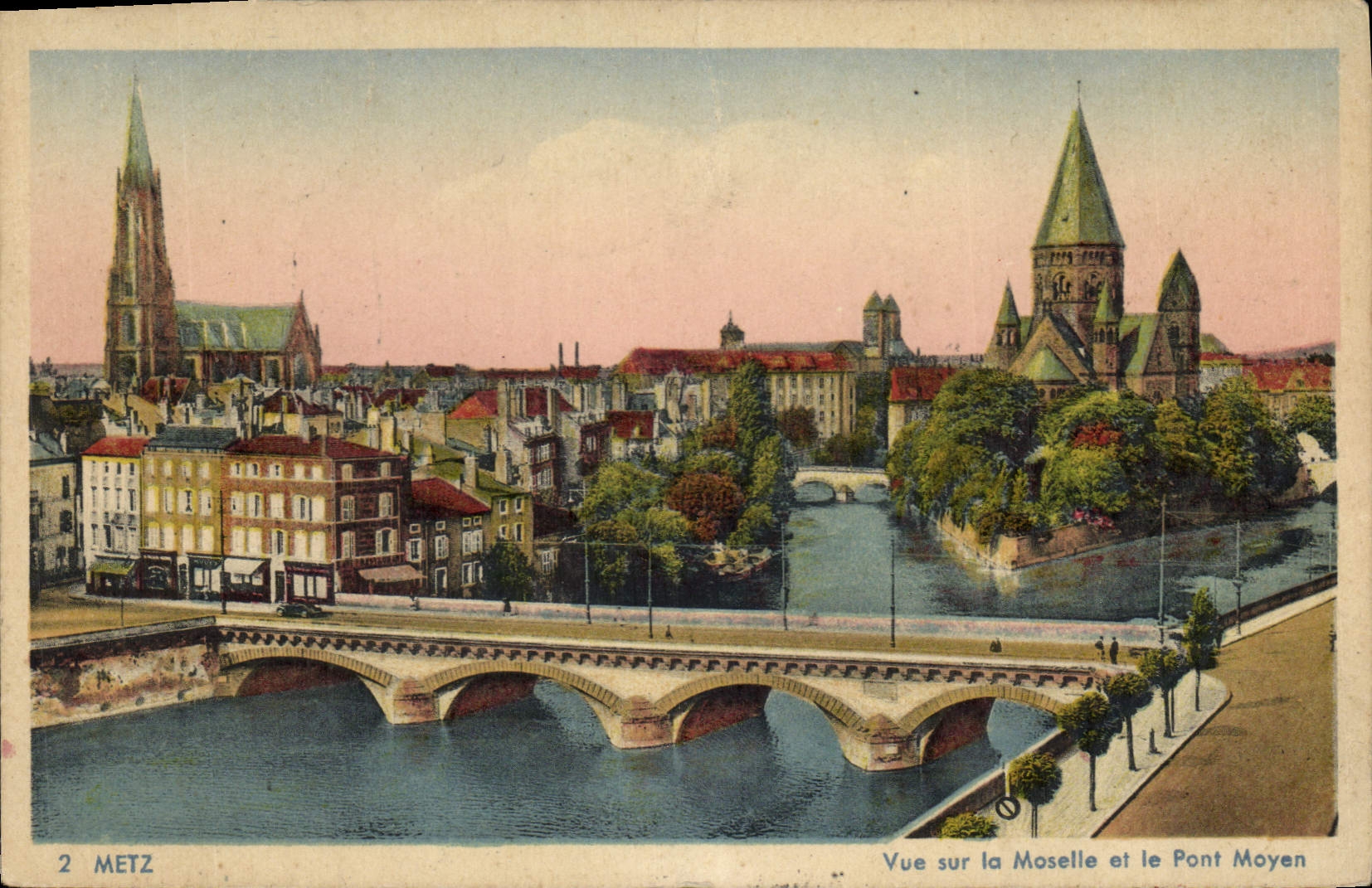 CPA Metz Vue sur la Moselle et le Pont Moyan 