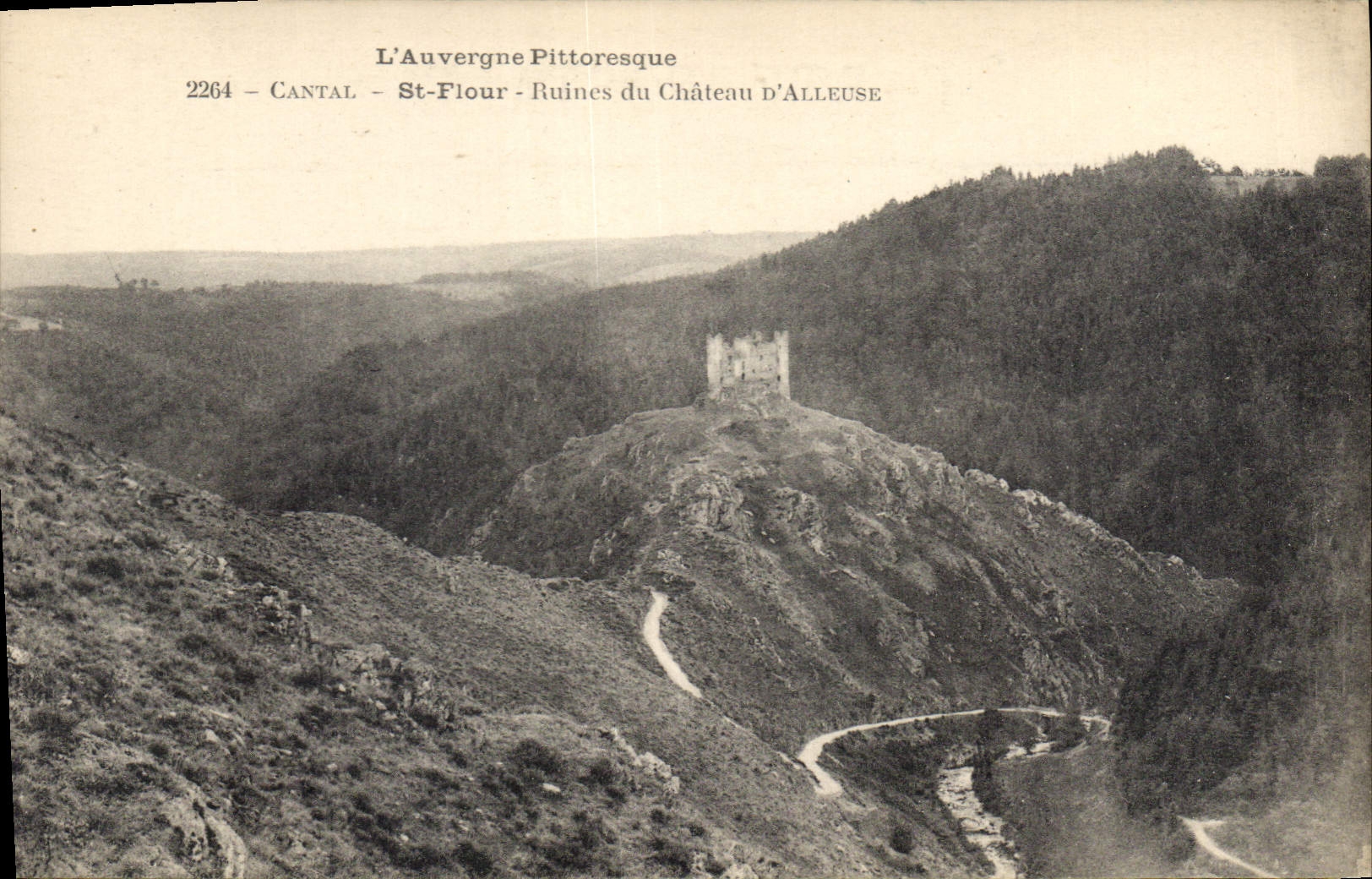 CPA l'Auvergne Pittoresque Cantal St Flour Ruines du Chateau d'Alleuse 