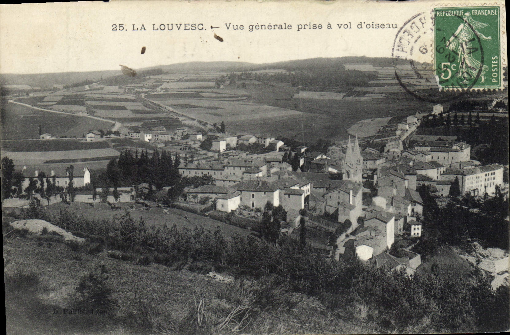 CPA La Louvesc Ardeche Vue generale prise a vol d'Oiseau